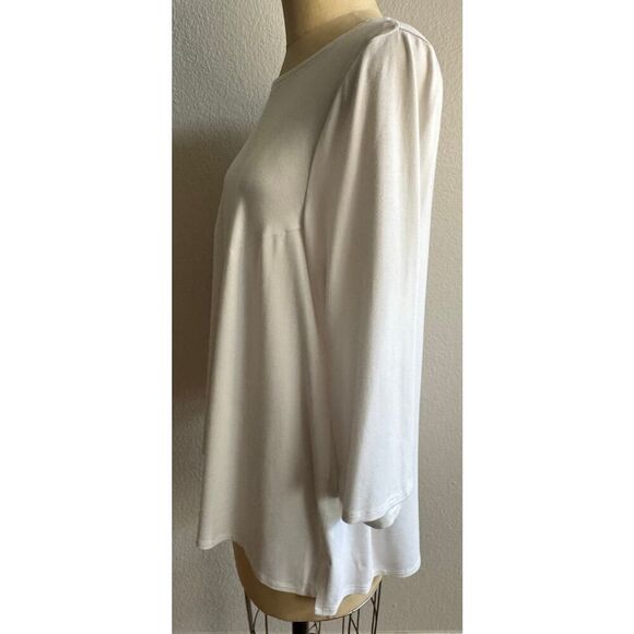 Eileen Fisher White‎ Viscose Shirt A-Line Tunic Sz Large Flare Sleeves EUC Soft - Picture 3 of 4